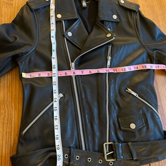 Black Leather Biker/Moto Jacket - Picture 8 of 8
